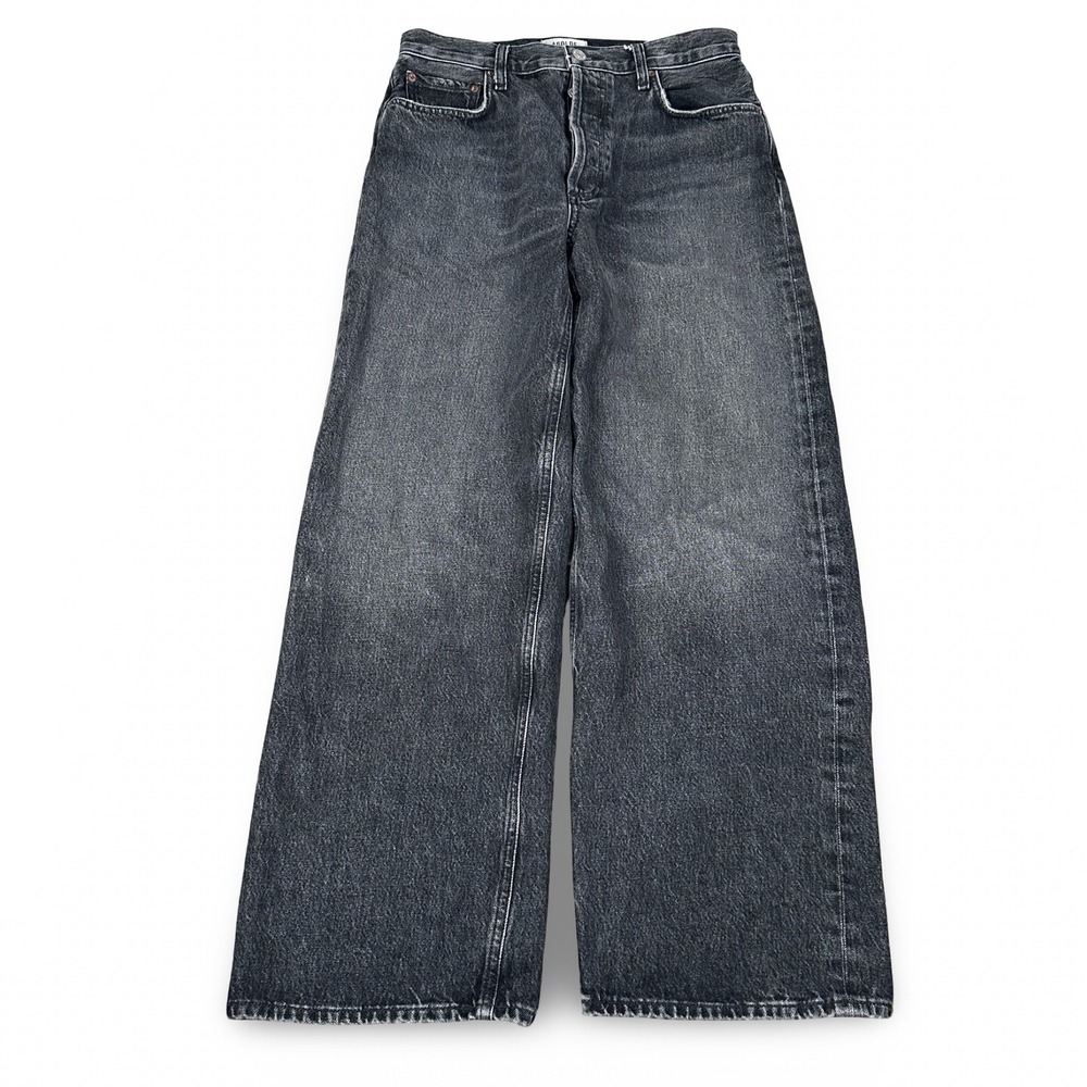 AGOLDE Low Slung Baggy Jeans Women's 26 Black Gray Wash Wide Leg Cotton Denim